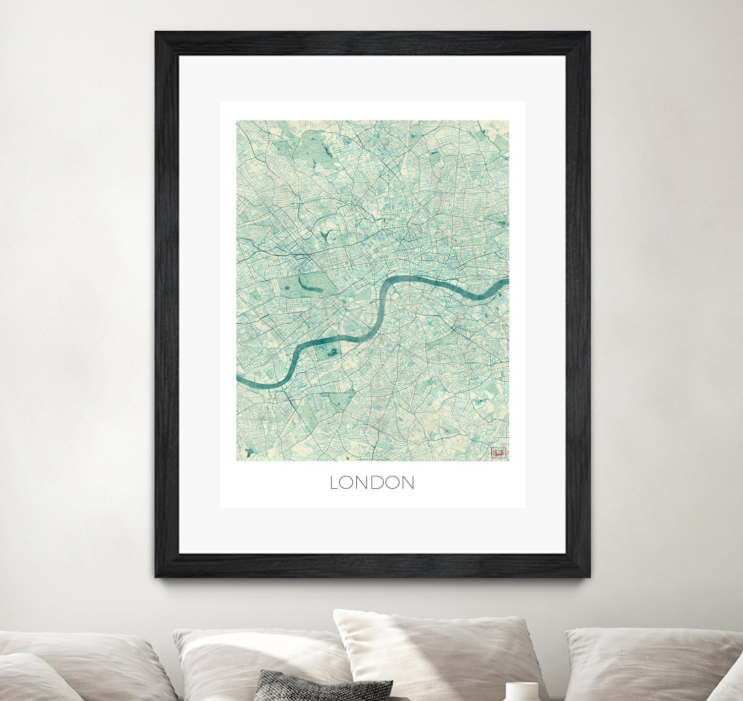 London Map Blue by Hubert Roguski on GIANT ART - blue digital painting