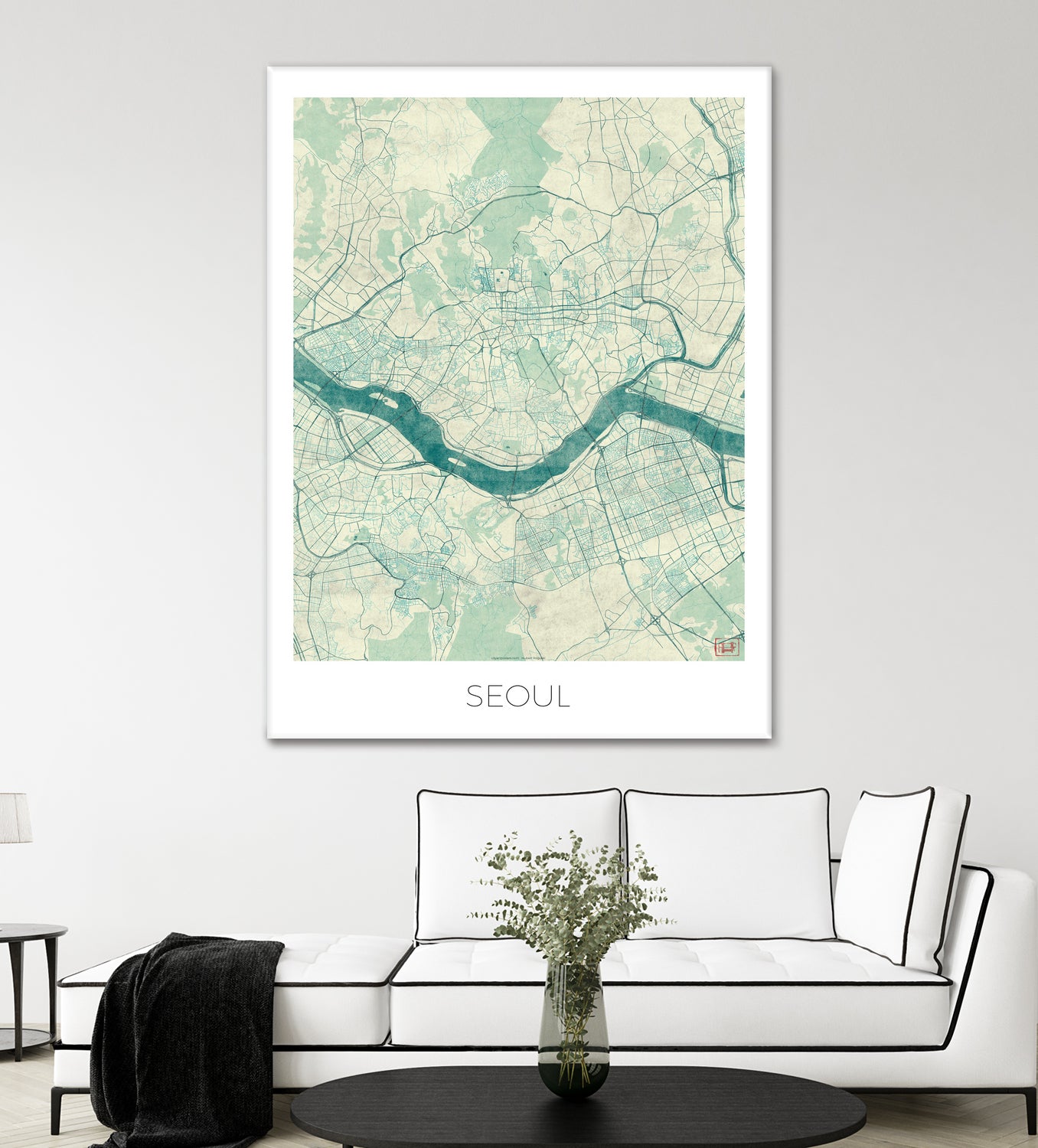 Seoul Map Blue by Hubert Roguski on GIANT ART - blue digital painting