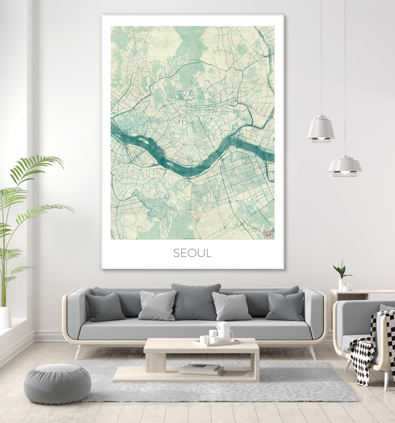 Seoul Map Blue by Hubert Roguski on GIANT ART - blue digital painting