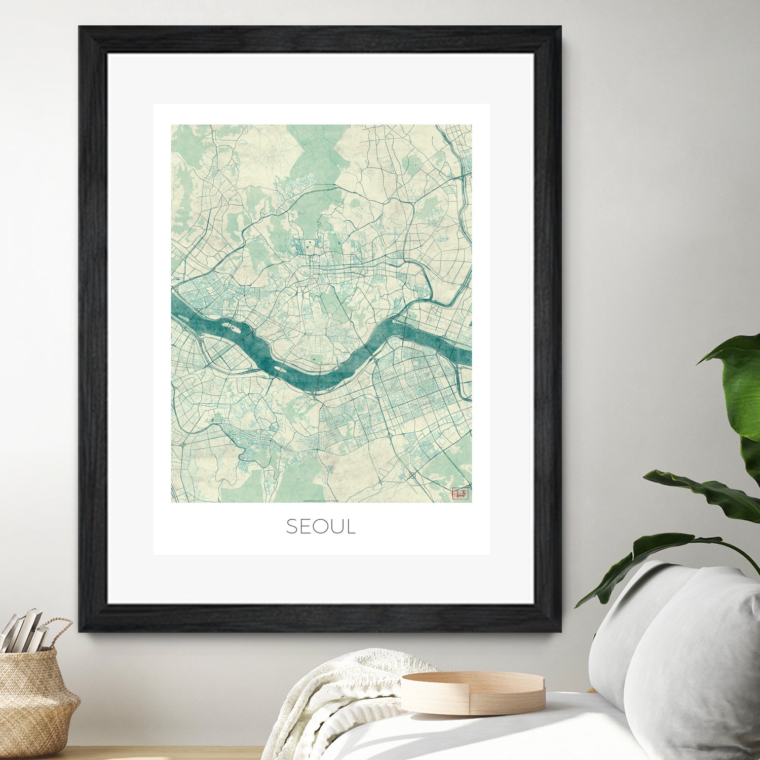 Seoul Map Blue by Hubert Roguski on GIANT ART - blue digital painting