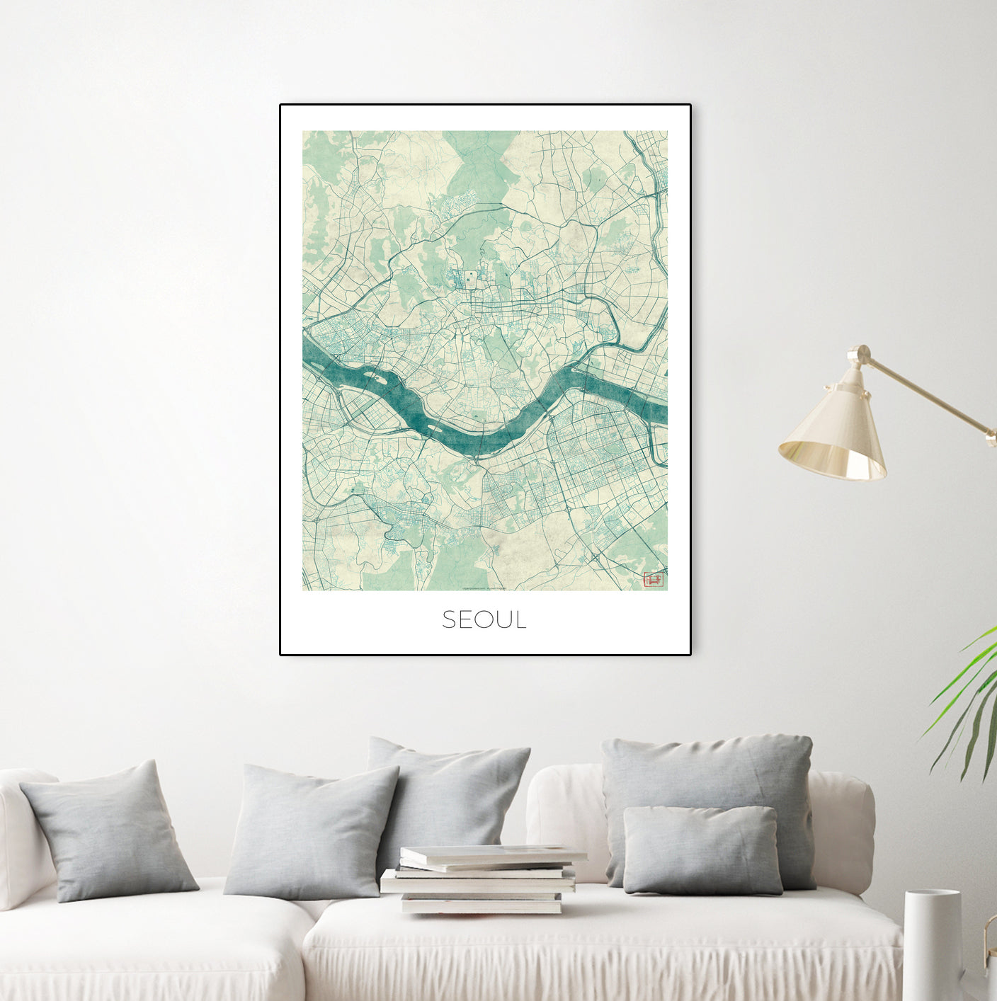 Seoul Map Blue by Hubert Roguski on GIANT ART - blue digital painting