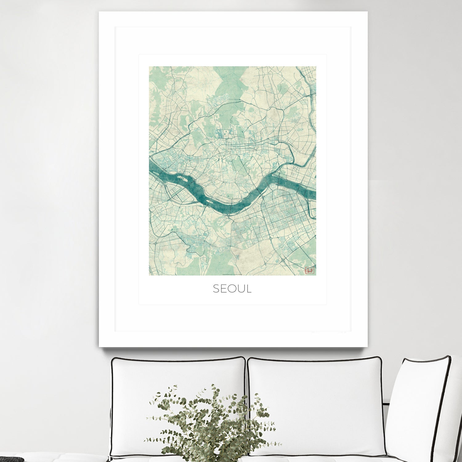 Seoul Map Blue by Hubert Roguski on GIANT ART - blue digital painting