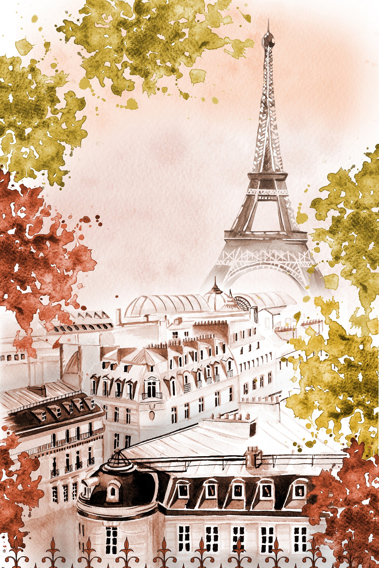 city Paris watercolor by Liliya KOVALENKO on GIANT ART - yellow photo illustration