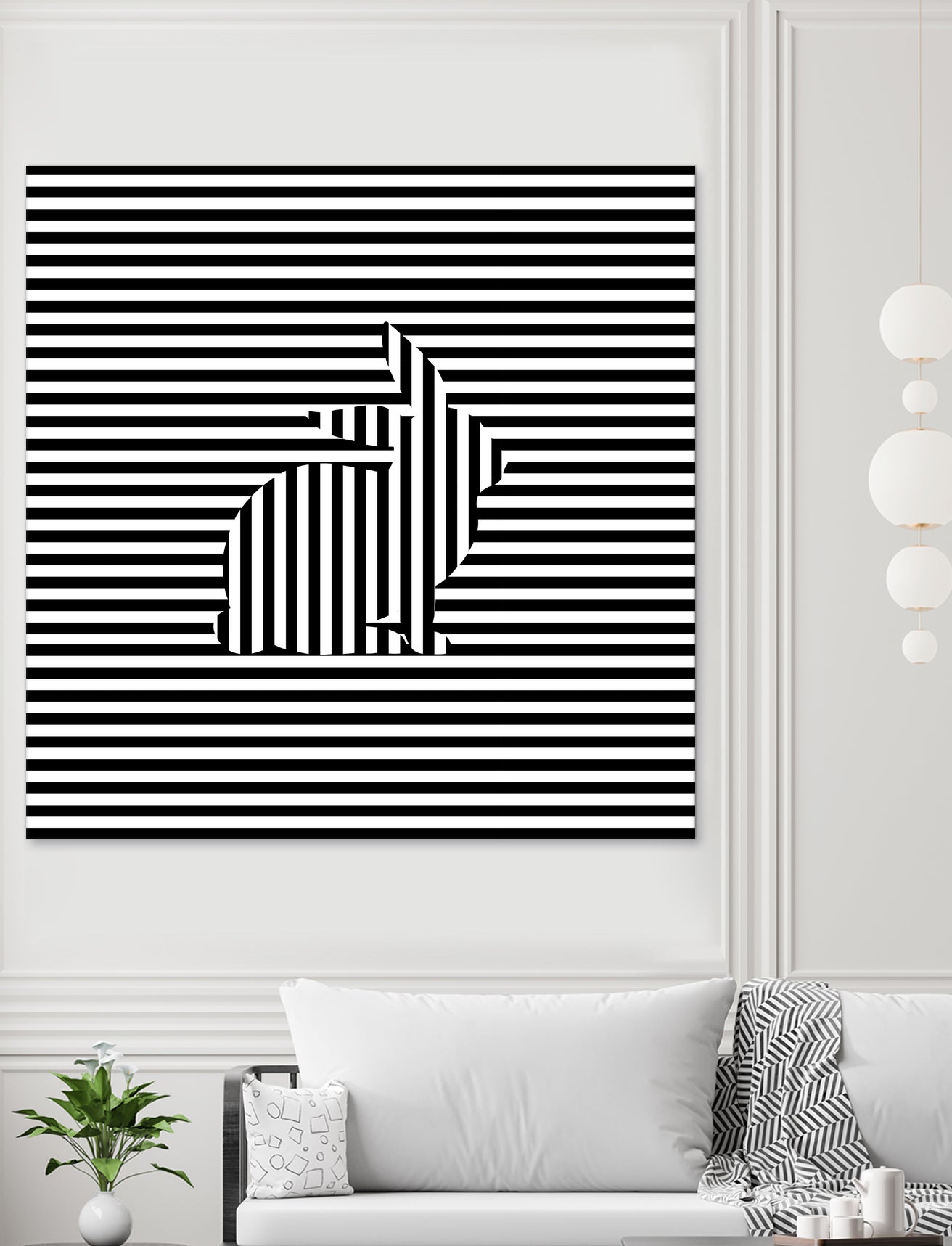 Rabbit on Stripes by Georgi Zhelyazkov on GIANT ART - black digital drawing