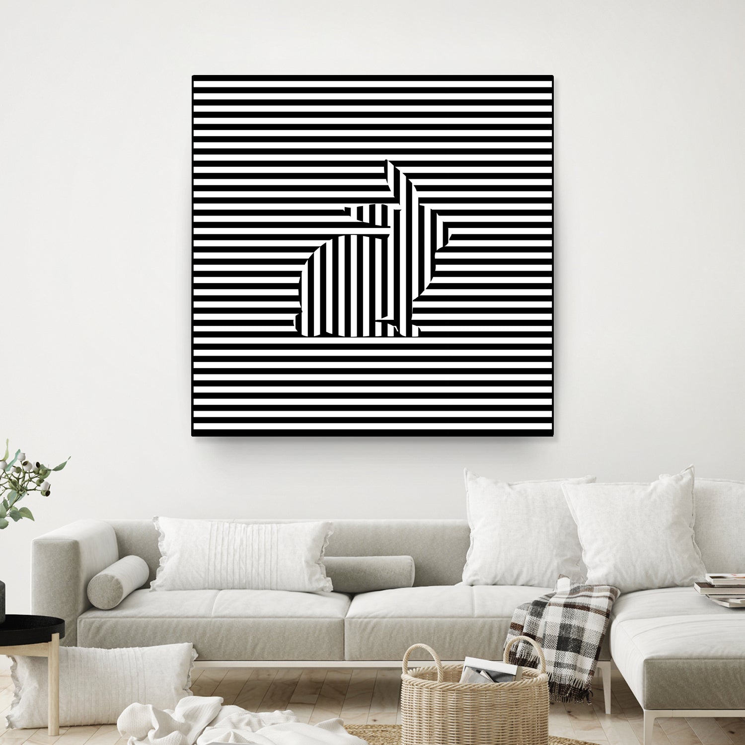 Rabbit on Stripes by Georgi Zhelyazkov on GIANT ART - black digital drawing