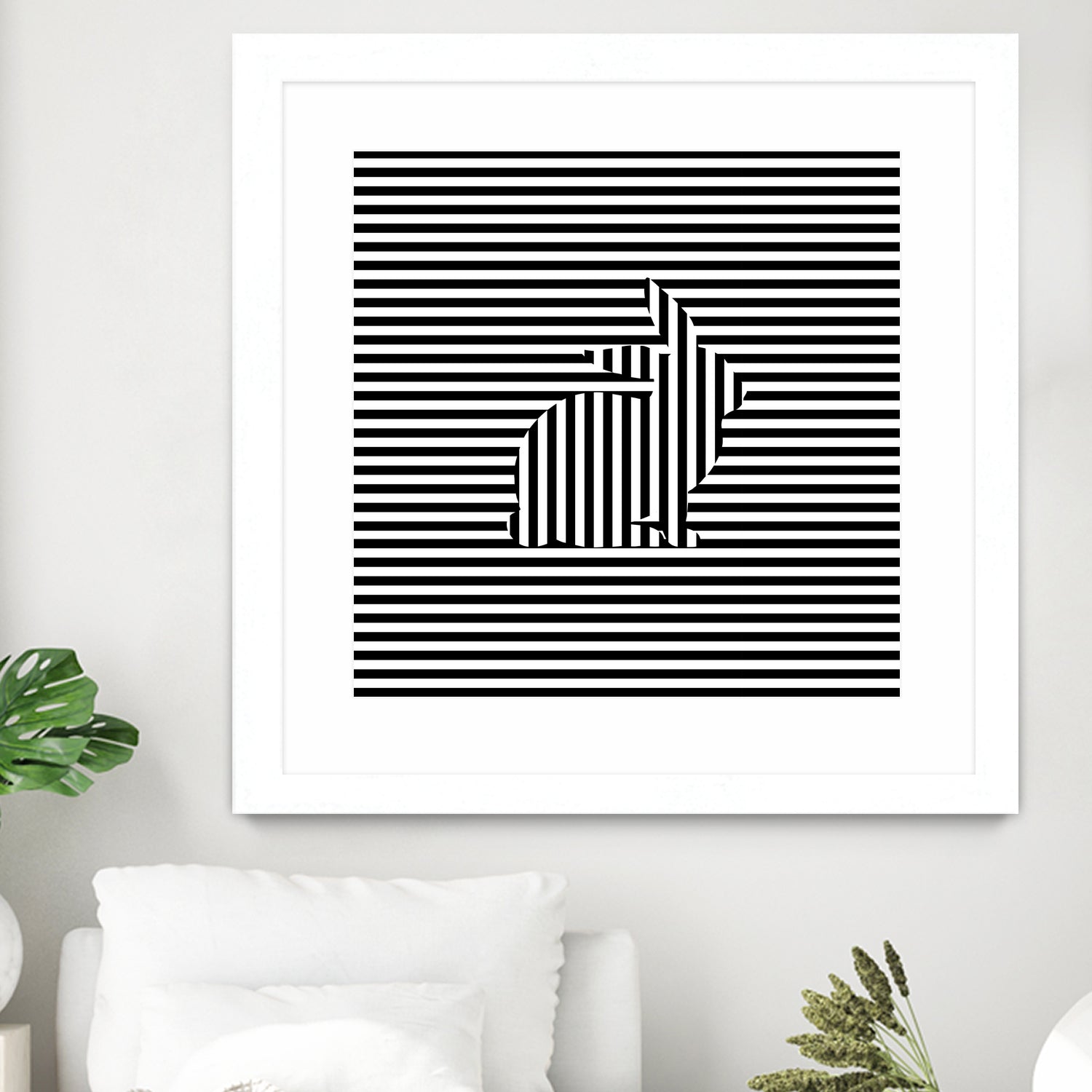 Rabbit on Stripes by Georgi Zhelyazkov on GIANT ART - black digital drawing