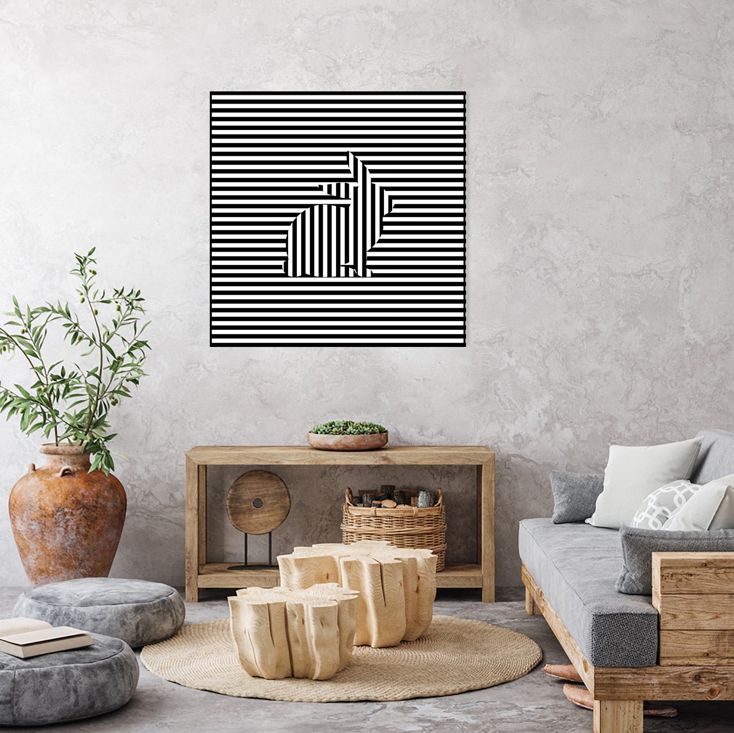 Rabbit on Stripes by Georgi Zhelyazkov on GIANT ART - black digital drawing