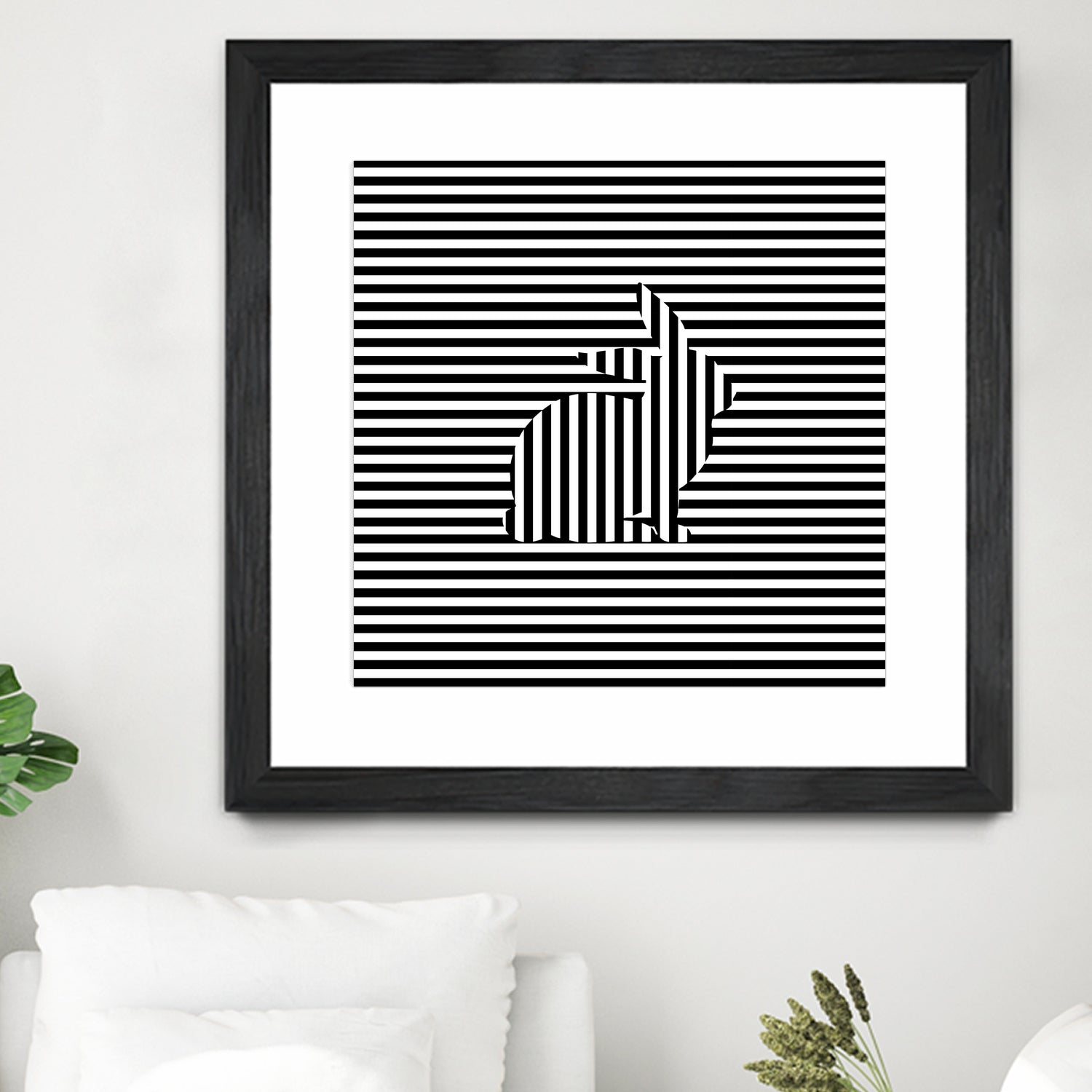 Rabbit on Stripes by Georgi Zhelyazkov on GIANT ART - black digital drawing