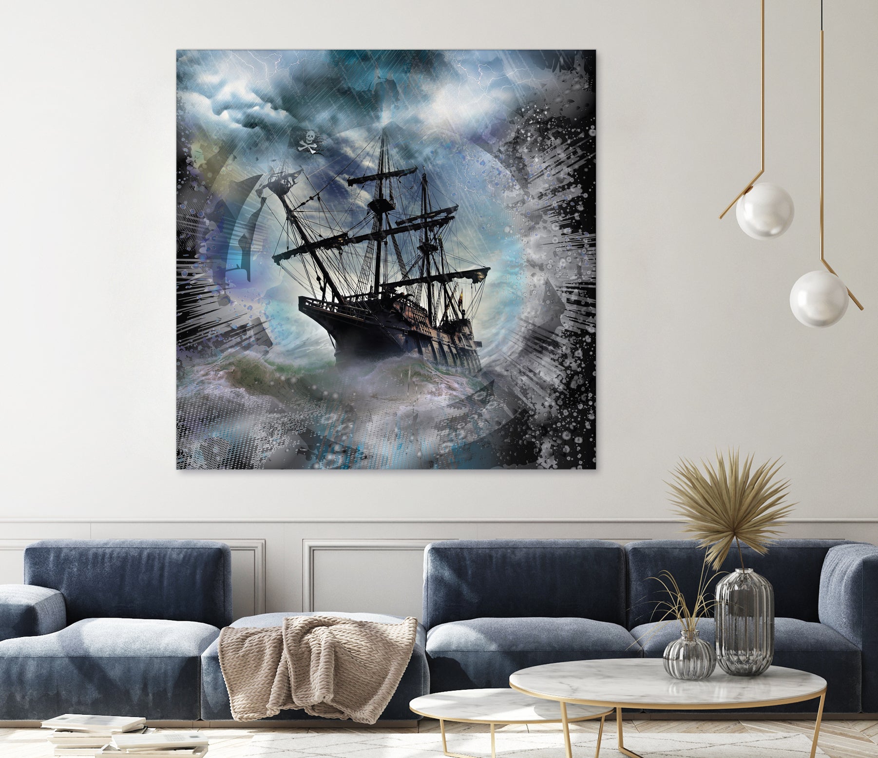 Pirate Ship Rough Storm by Clifford Miller on GIANT ART - gray 3d art