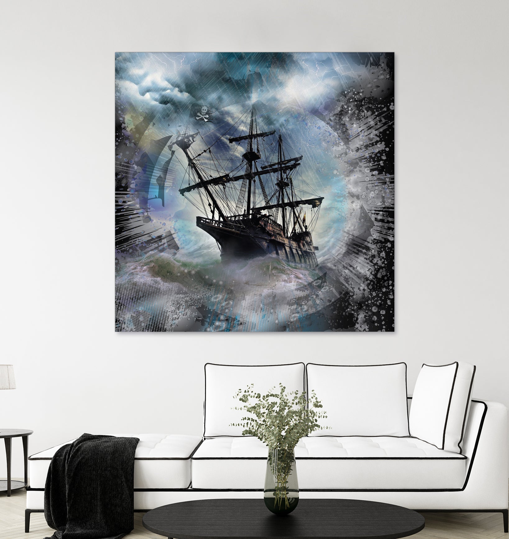 Pirate Ship Rough Storm by Clifford Miller on GIANT ART - gray 3d art