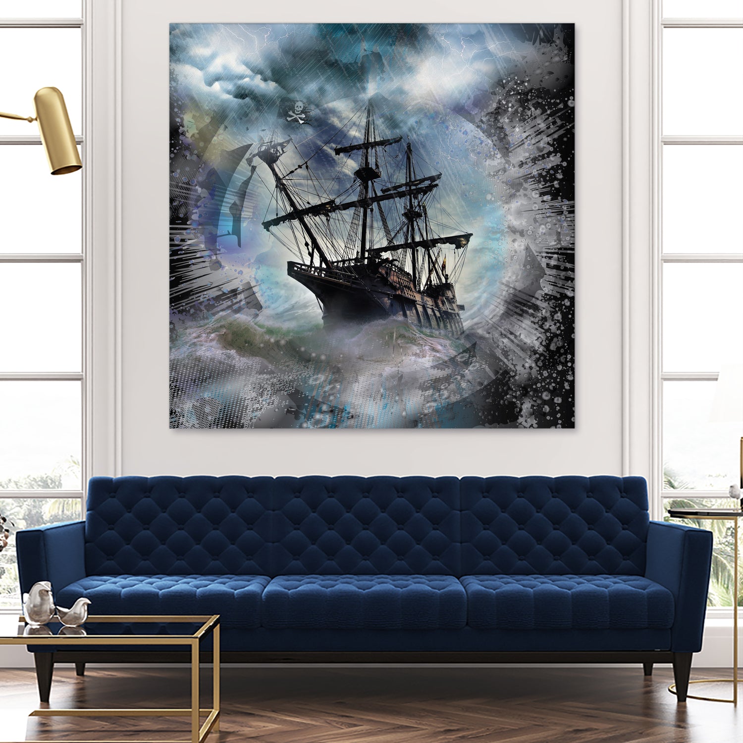 Pirate Ship Rough Storm by Clifford Miller on GIANT ART - gray 3d art