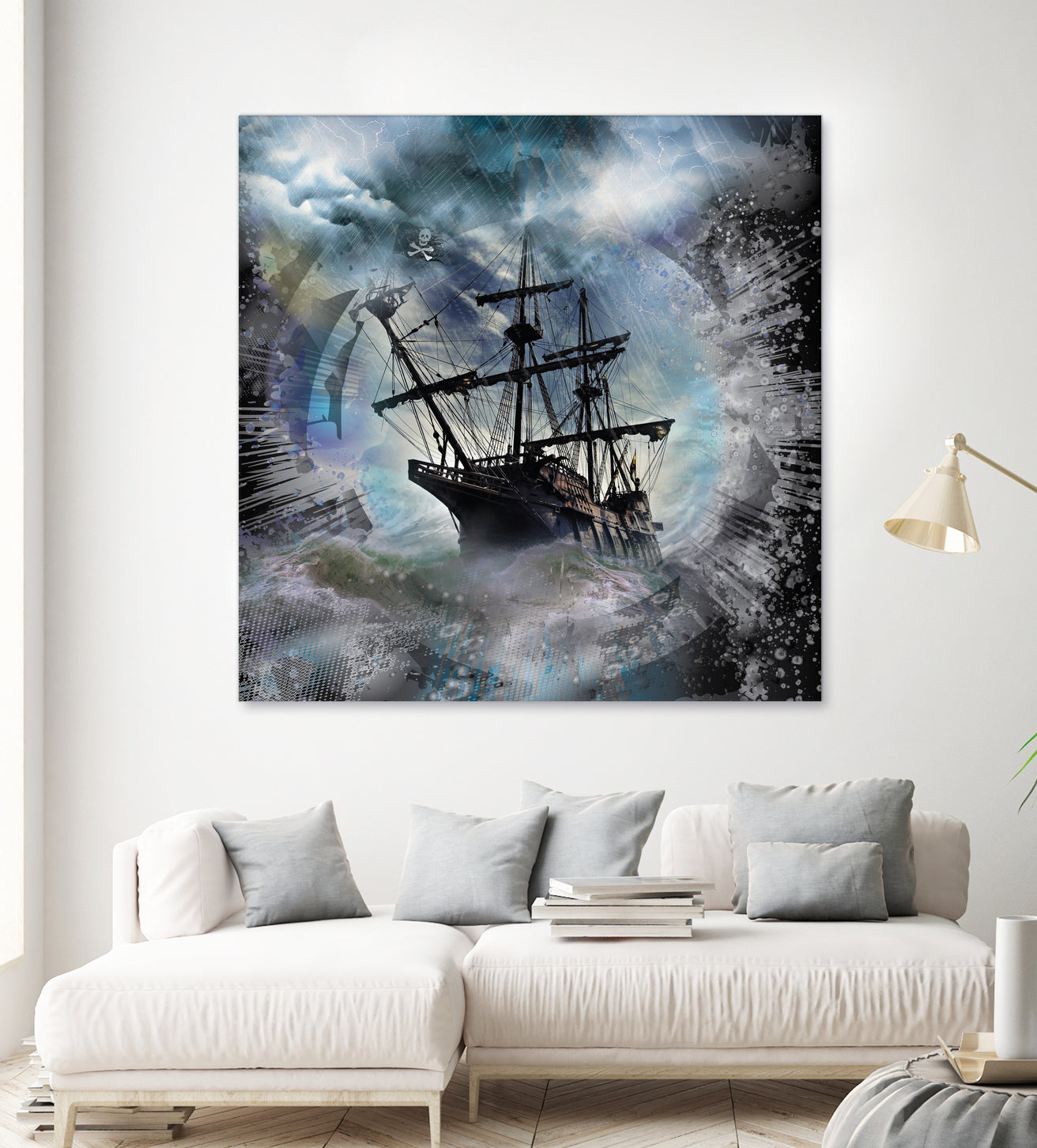 Pirate Ship Rough Storm by Clifford Miller on GIANT ART - gray 3d art