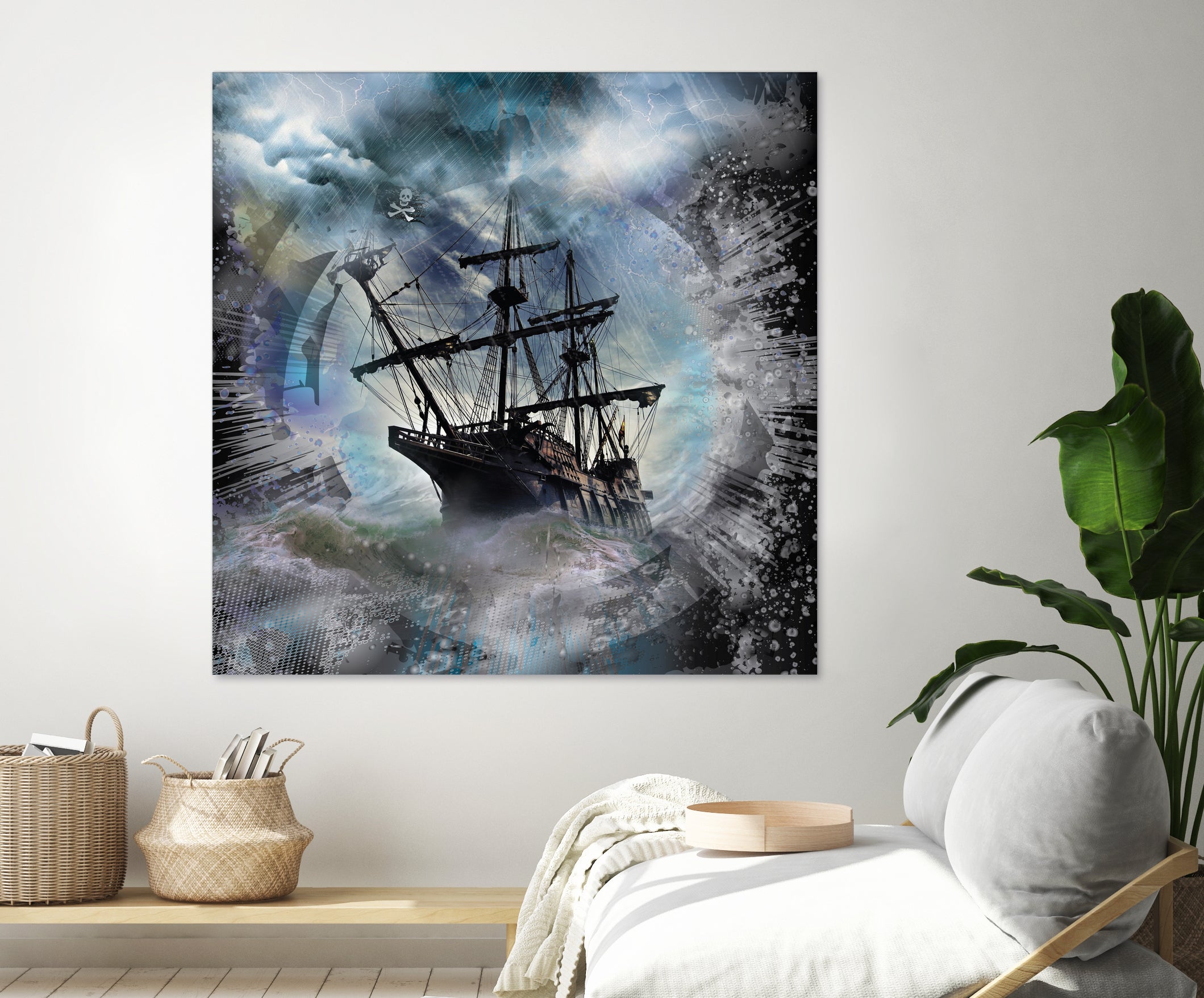 Pirate Ship Rough Storm by Clifford Miller on GIANT ART - gray 3d art