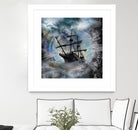 Pirate Ship Rough Storm by Clifford Miller on GIANT ART - gray 3d art