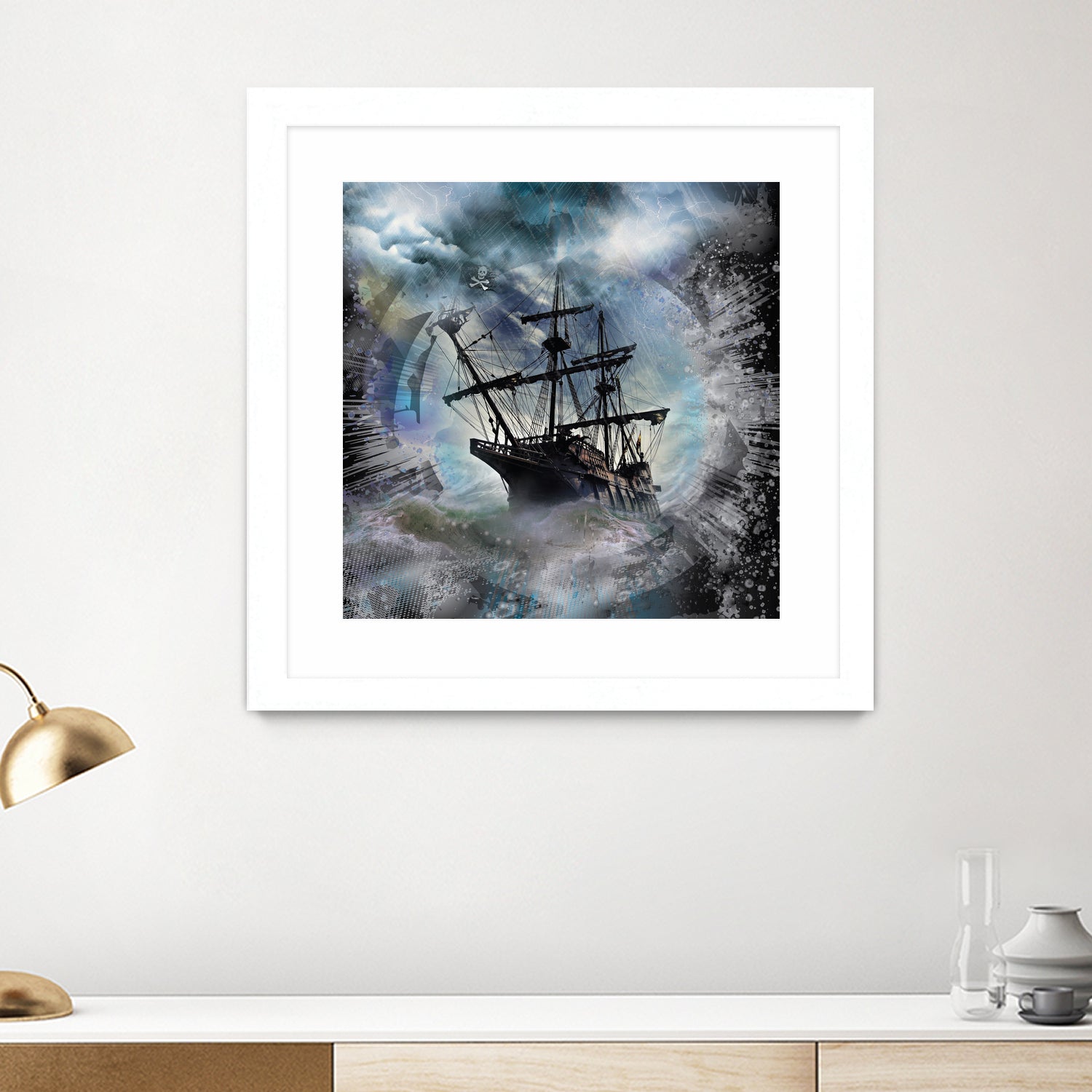 Pirate Ship Rough Storm by Clifford Miller on GIANT ART - gray 3d art