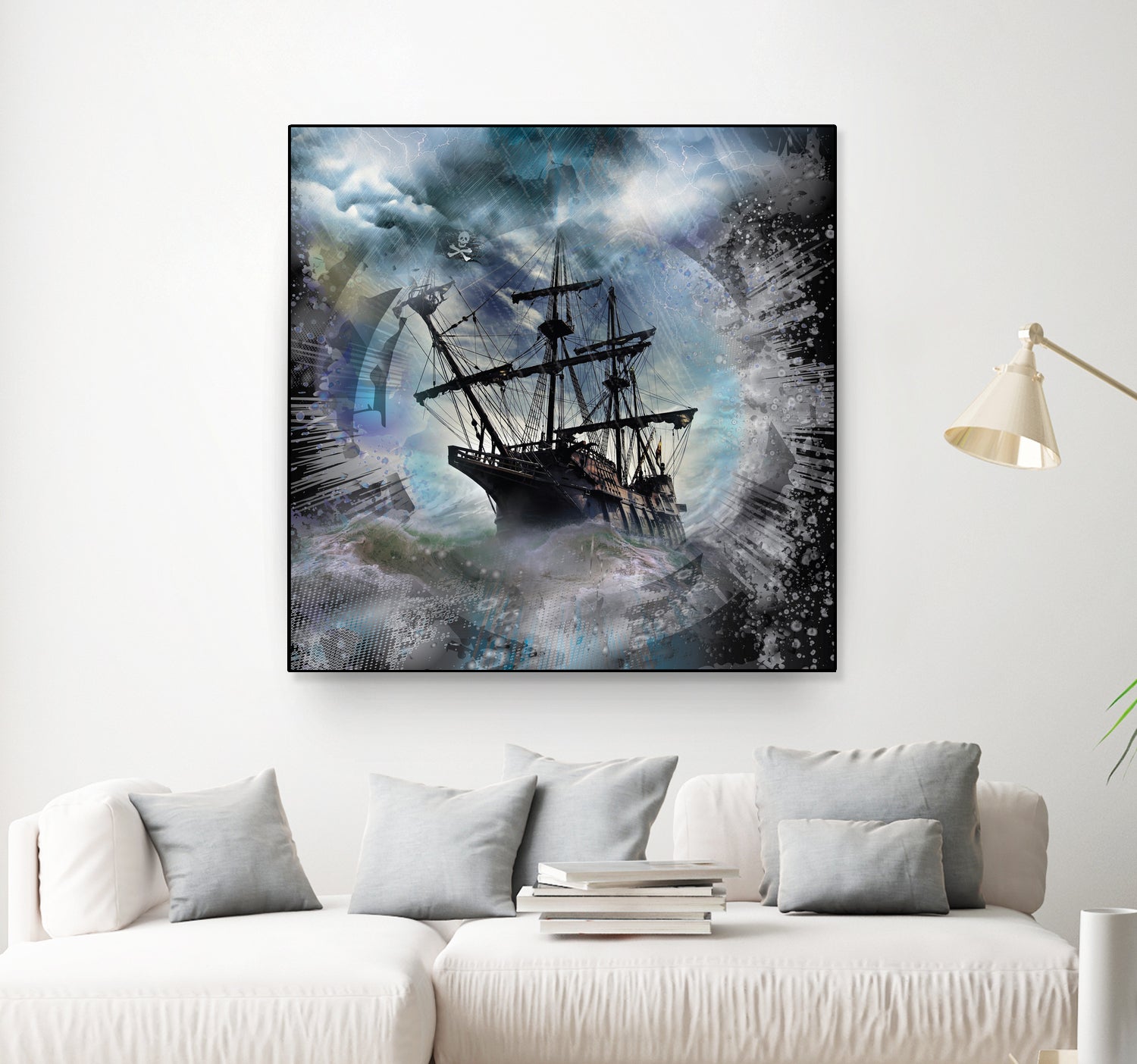 Pirate Ship Rough Storm by Clifford Miller on GIANT ART - gray 3d art