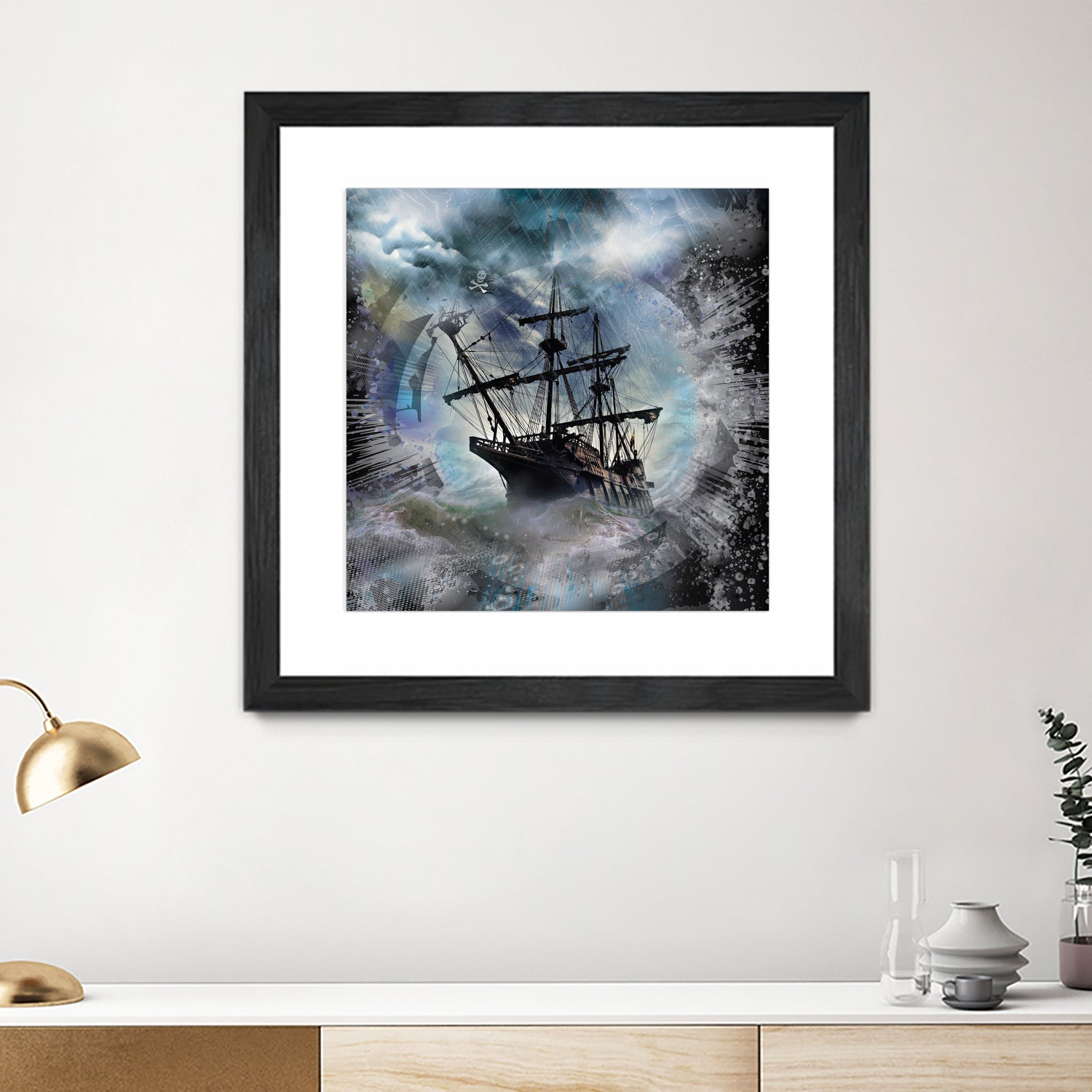 Pirate Ship Rough Storm by Clifford Miller on GIANT ART - gray 3d art