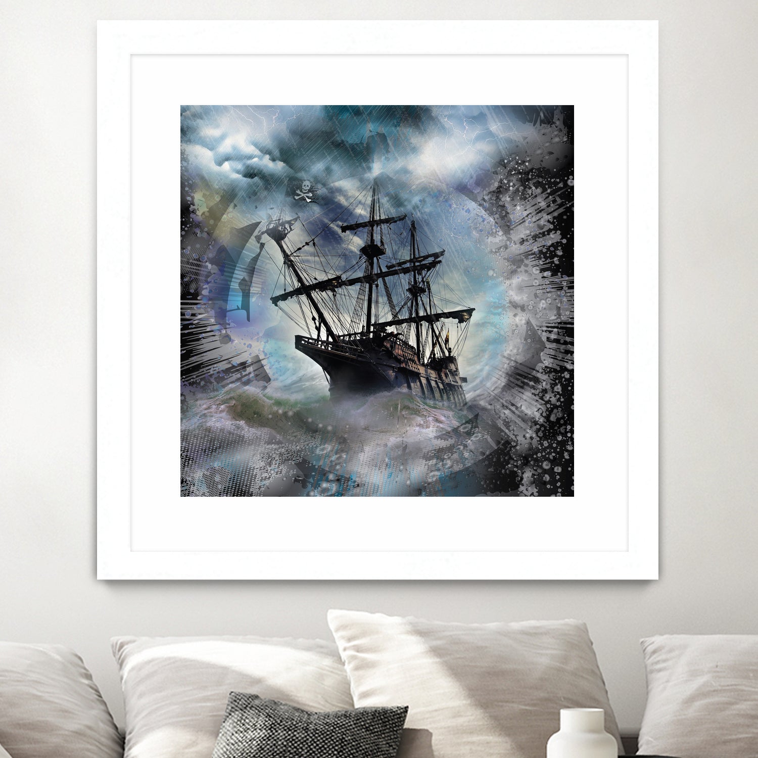 Pirate Ship Rough Storm by Clifford Miller on GIANT ART - gray 3d art