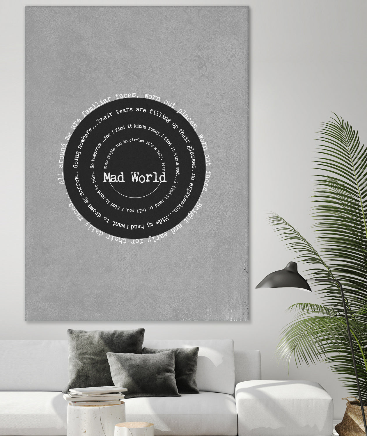 Mad World by Gary Jules Poster by Aline Ferreira on GIANT ART - gray typography