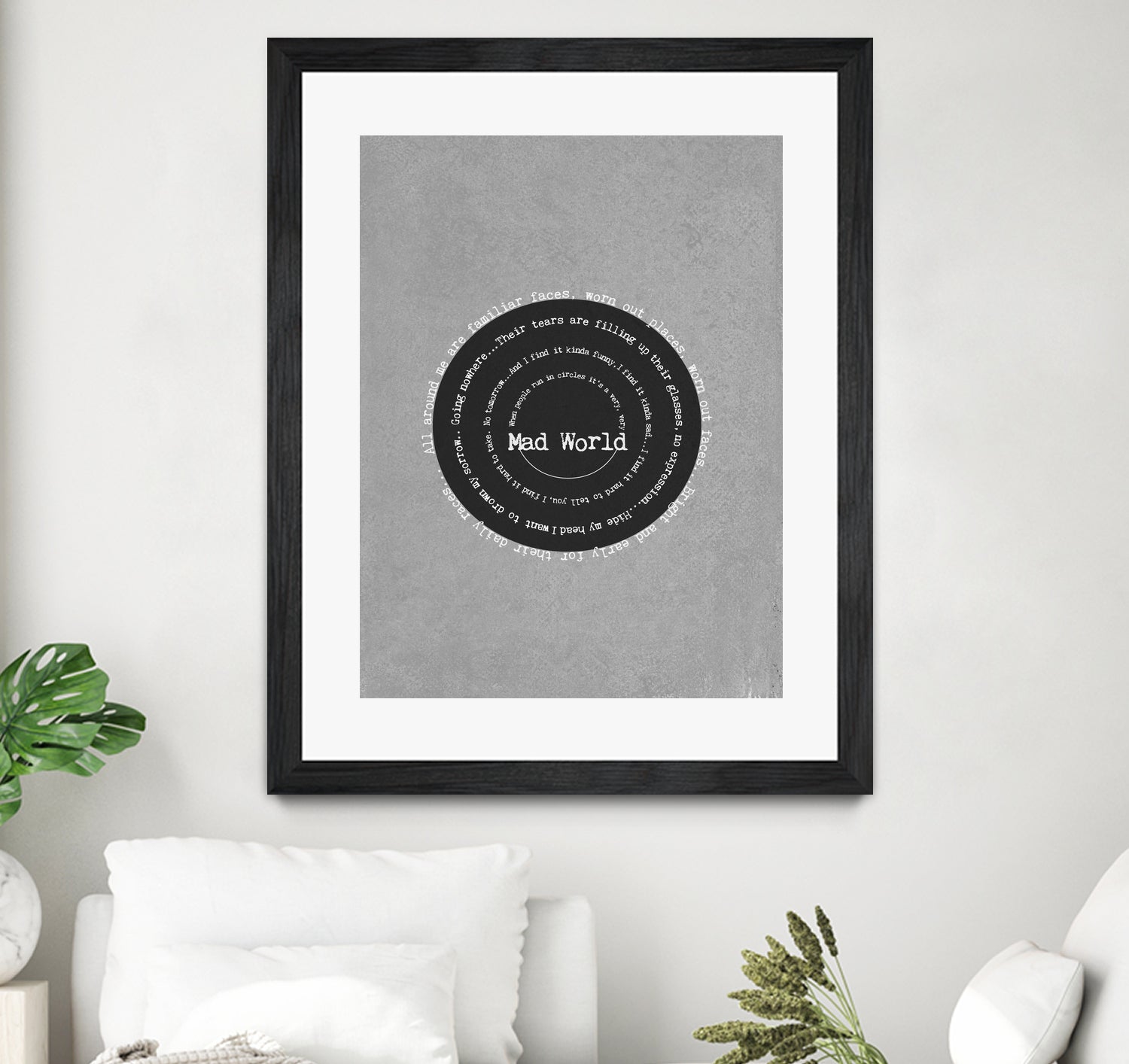 Mad World by Gary Jules Poster by Aline Ferreira on GIANT ART - gray typography