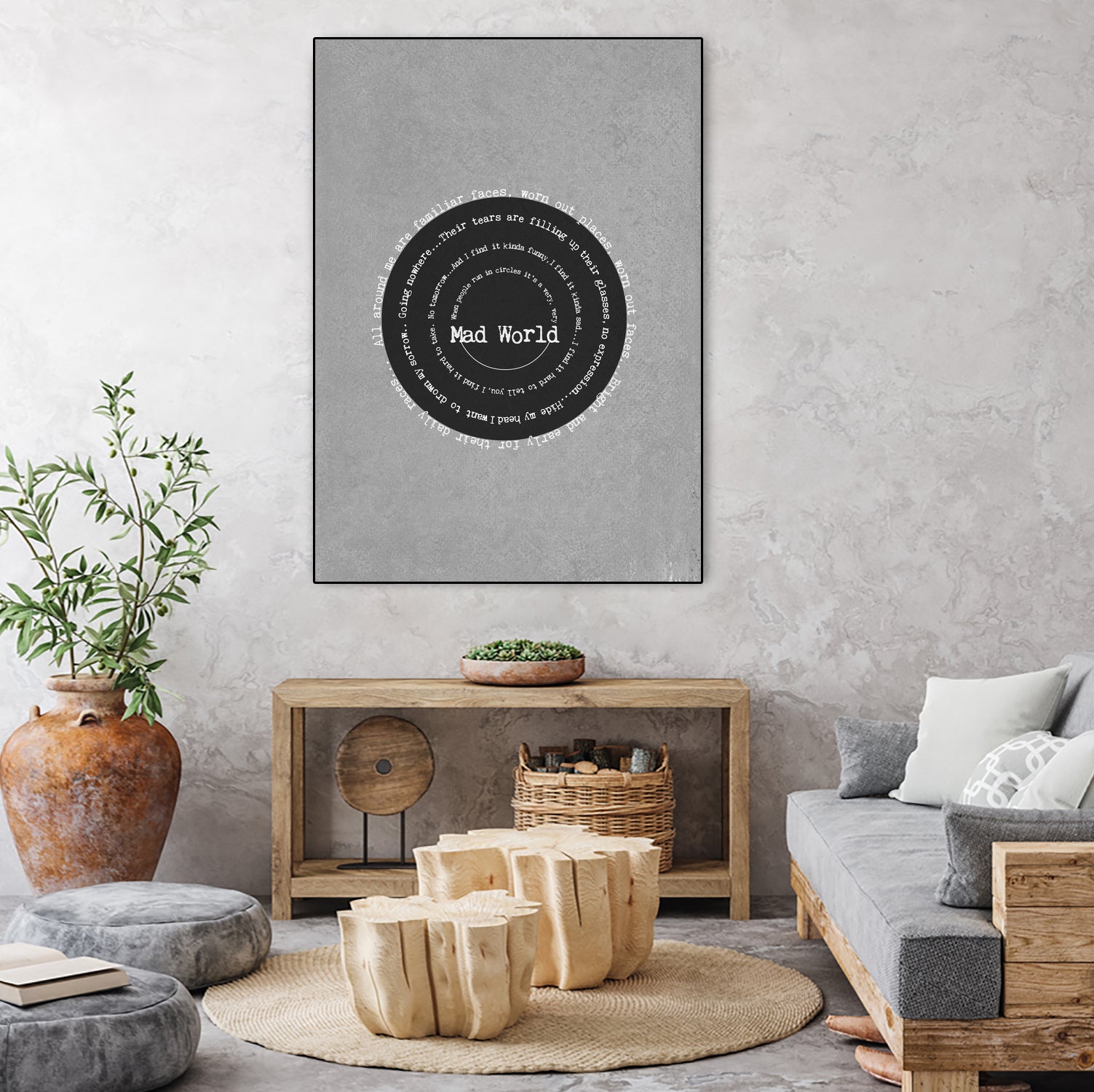 Mad World by Gary Jules Poster by Aline Ferreira on GIANT ART - gray typography