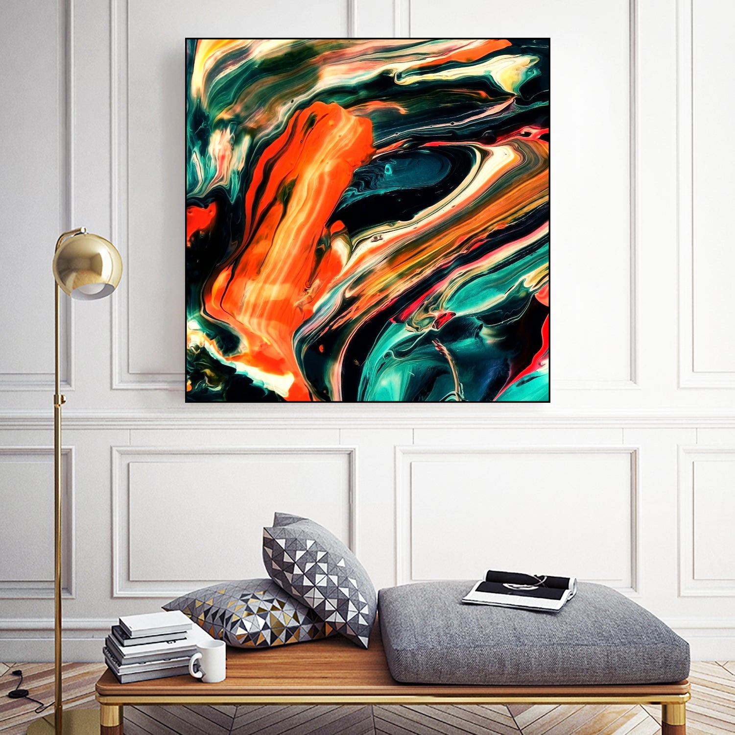 ABSTRACT COLORFUL PAINTING II-B3 by Pia Schneider on GIANT ART - orange mixed media