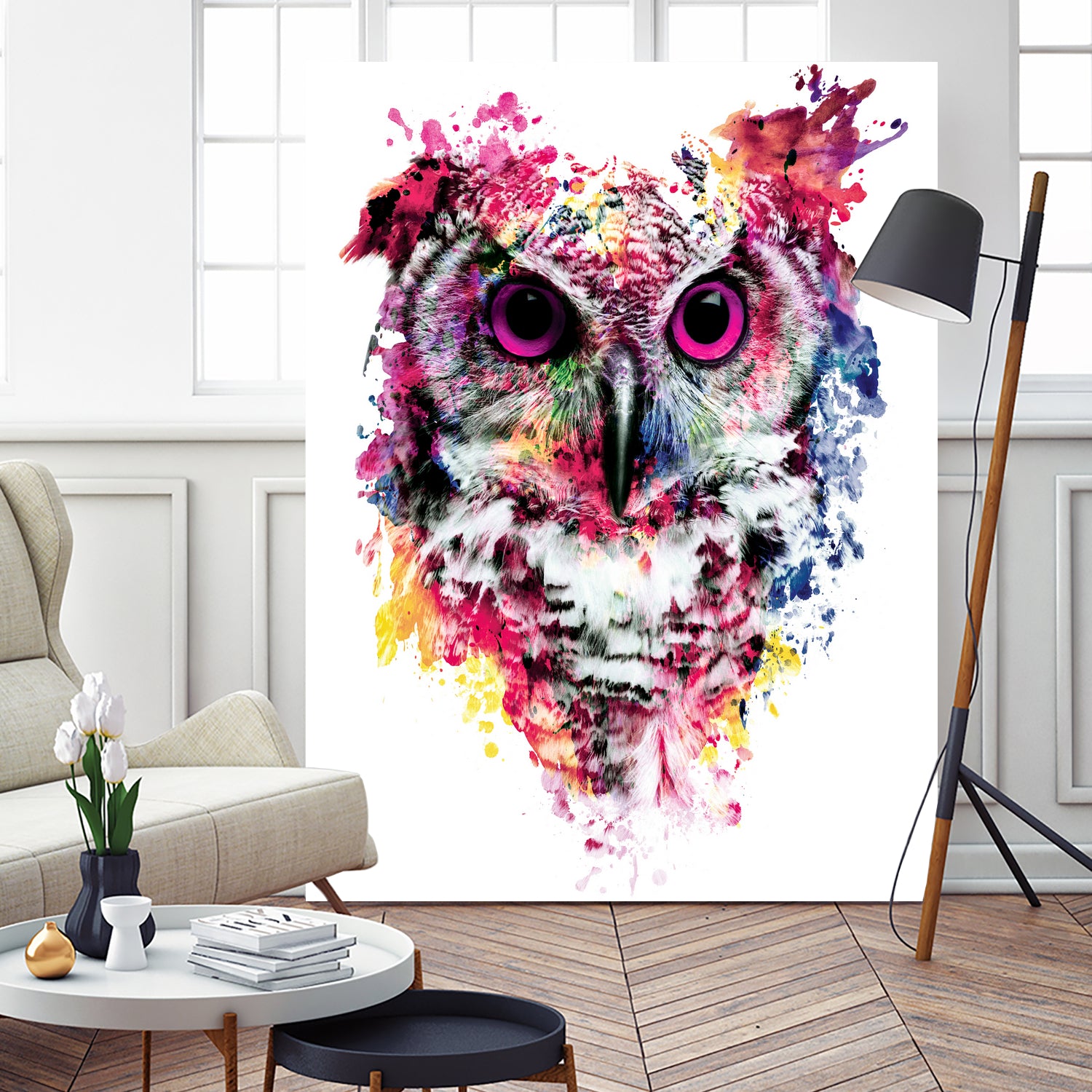 Owl by RIZA PEKER on GIANT ART - pink digital painting