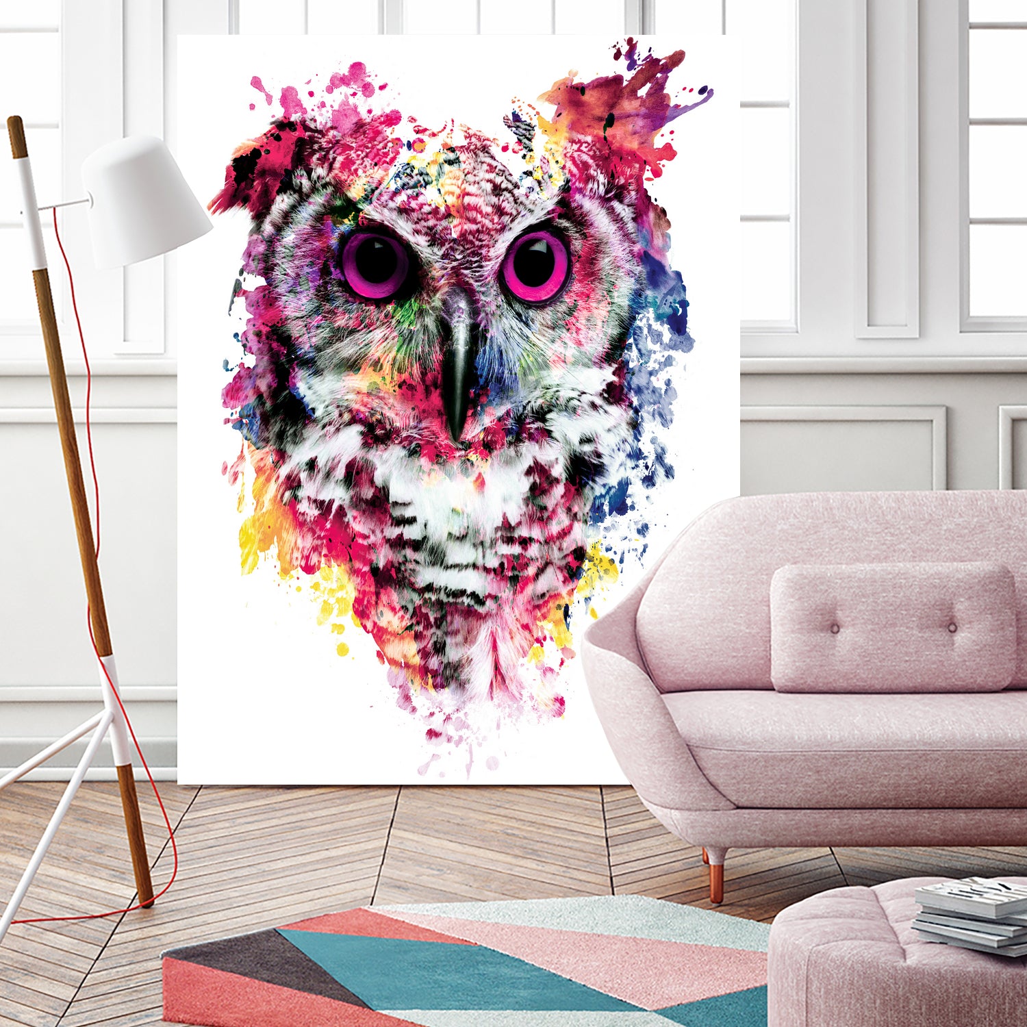 Owl by RIZA PEKER on GIANT ART - pink digital painting