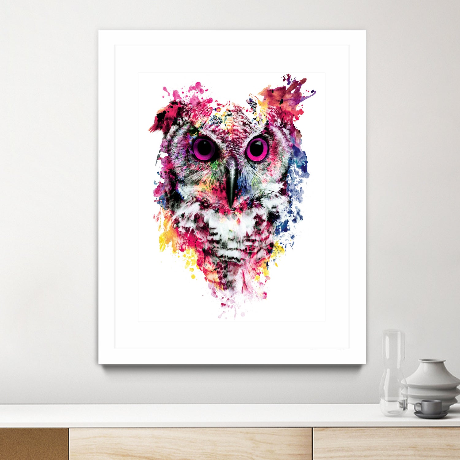 Owl by RIZA PEKER on GIANT ART - pink digital painting