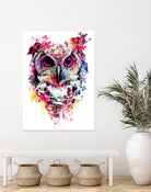 Owl by RIZA PEKER on GIANT ART - pink digital painting