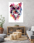 Owl by RIZA PEKER on GIANT ART - pink digital painting
