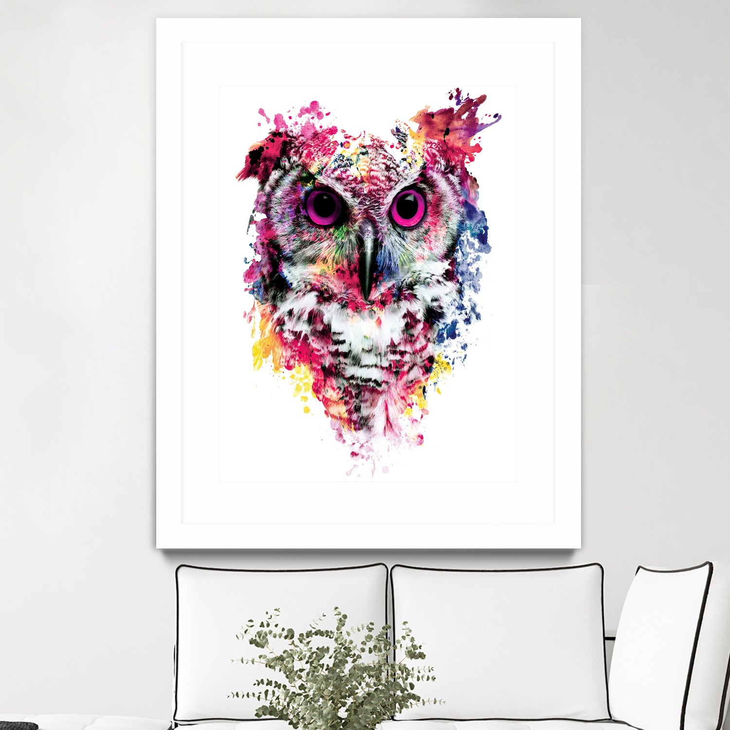 Owl by RIZA PEKER on GIANT ART - pink digital painting