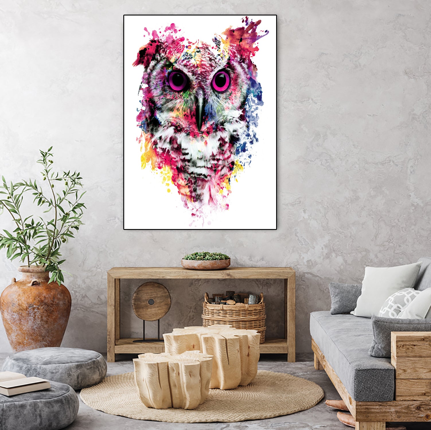 Owl by RIZA PEKER on GIANT ART - pink digital painting