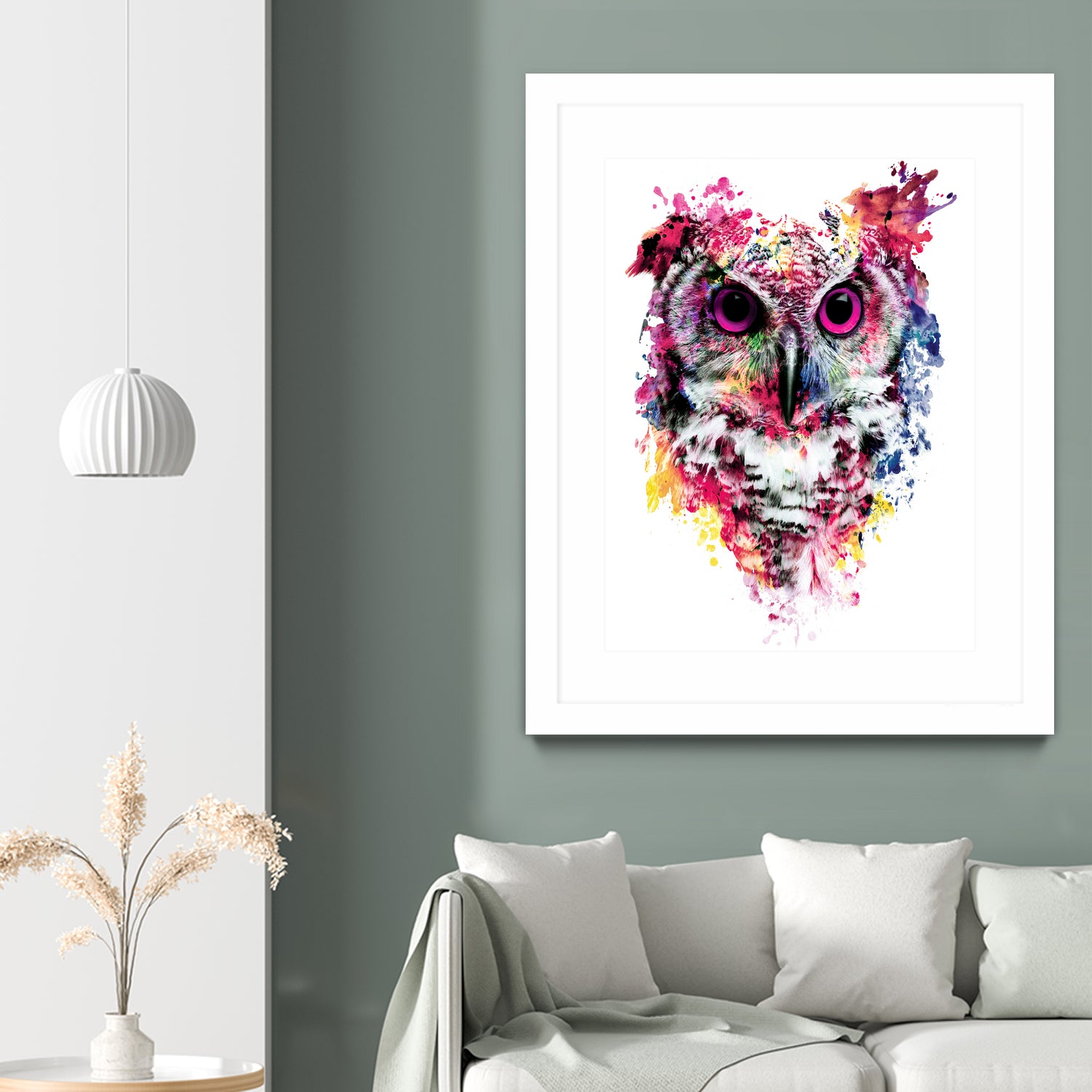 Owl by RIZA PEKER on GIANT ART - pink digital painting