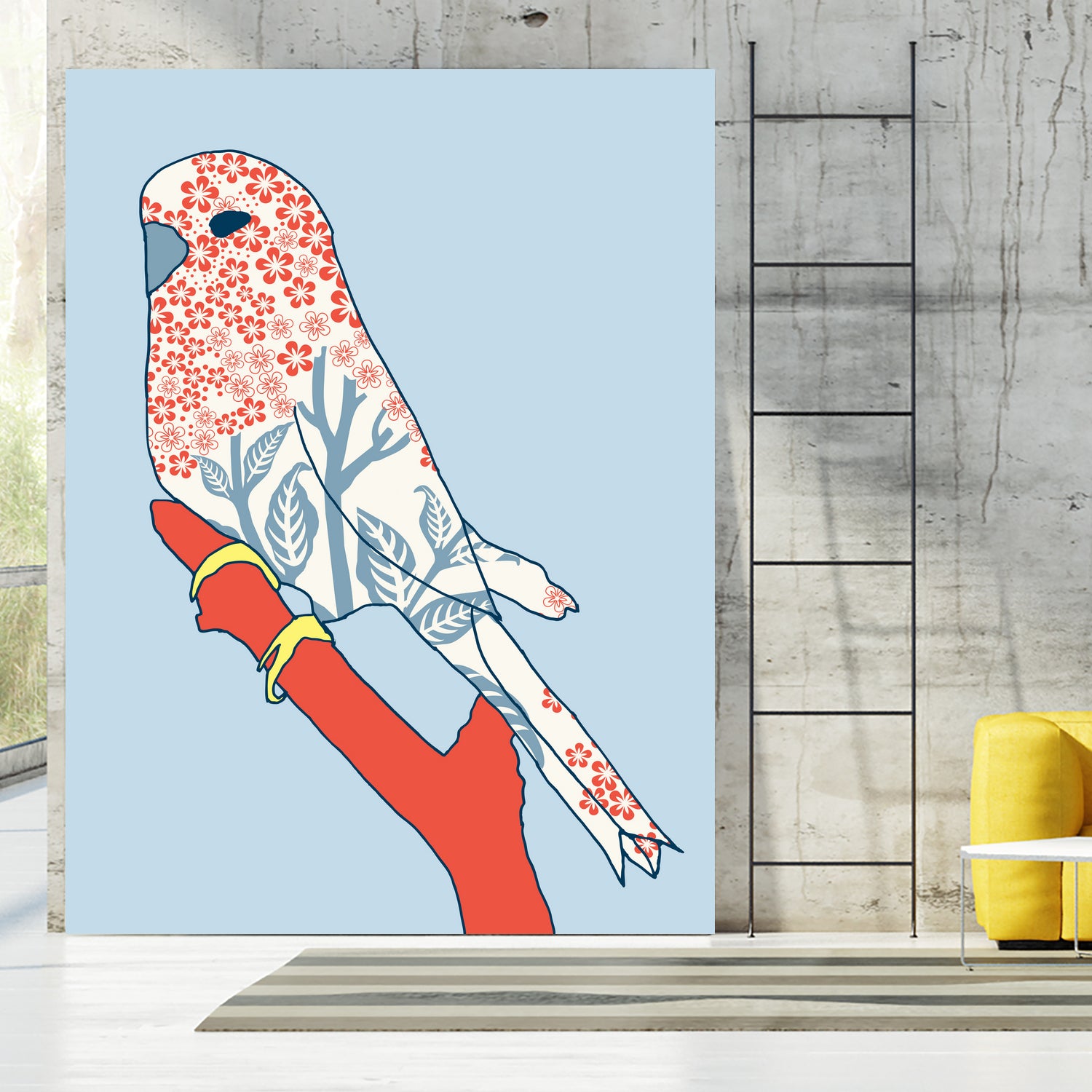 BUDGIE FLORAL BLUE by Thomas Fernez on GIANT ART - blue digital painting