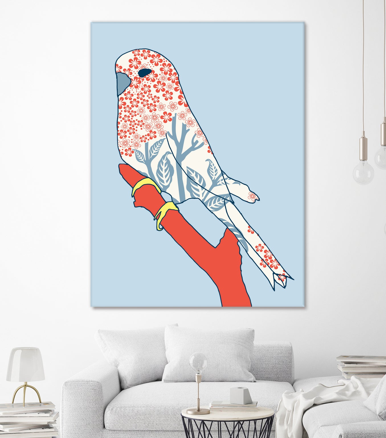 BUDGIE FLORAL BLUE by Thomas Fernez on GIANT ART - blue digital painting