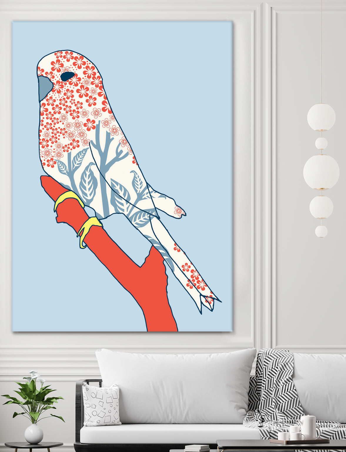 BUDGIE FLORAL BLUE by Thomas Fernez on GIANT ART - blue digital painting