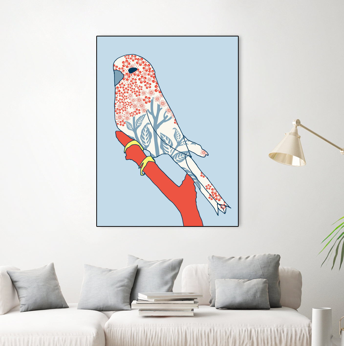 BUDGIE FLORAL BLUE by Thomas Fernez on GIANT ART - blue digital painting