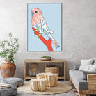 BUDGIE FLORAL BLUE by Thomas Fernez on GIANT ART - blue digital painting