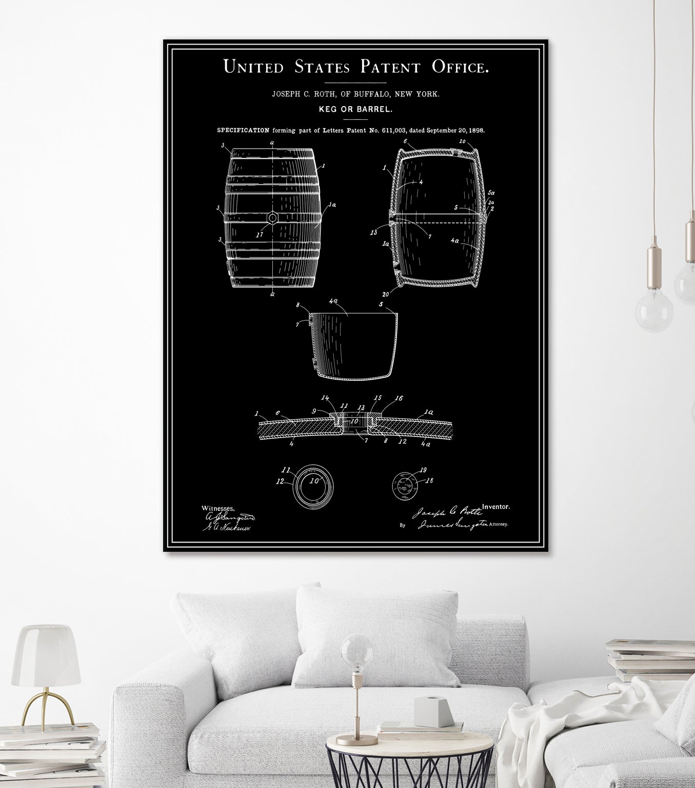 Beer Keg Patent - Black by Finlay McNevin on GIANT ART - black typography