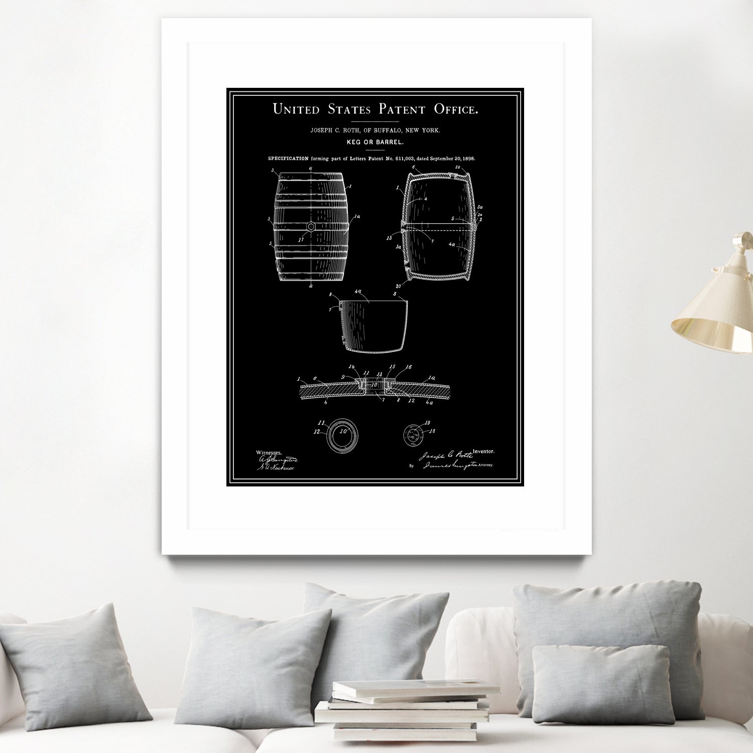 Beer Keg Patent - Black by Finlay McNevin on GIANT ART - black typography