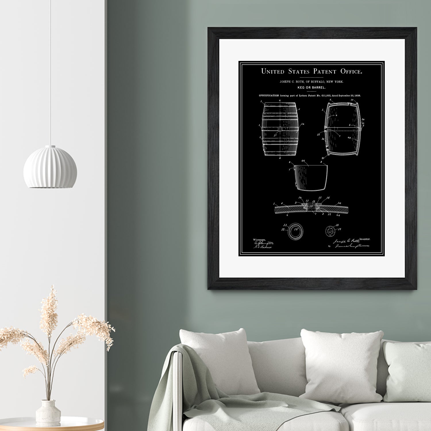 Beer Keg Patent - Black by Finlay McNevin on GIANT ART - black typography