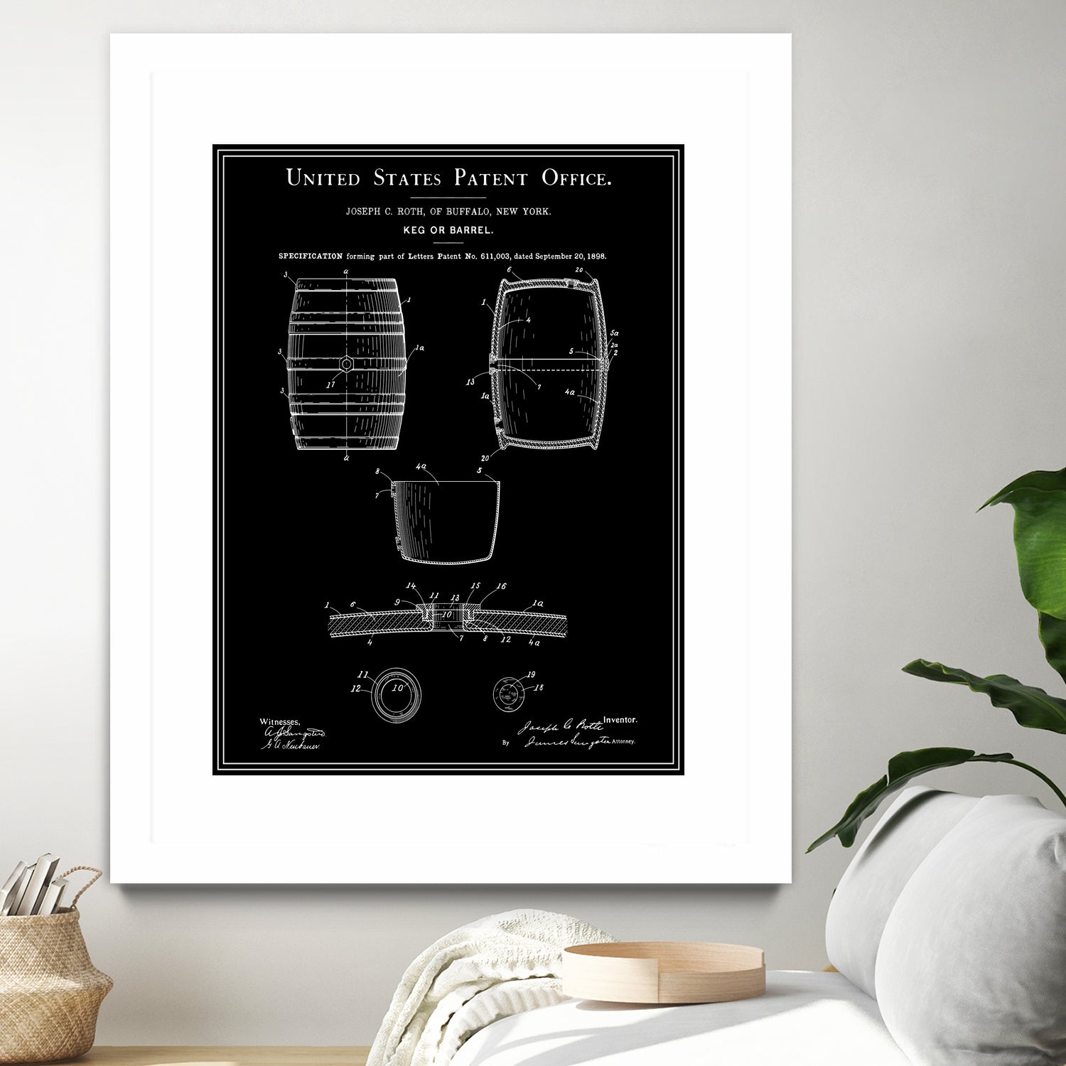 Beer Keg Patent - Black by Finlay McNevin on GIANT ART - black typography