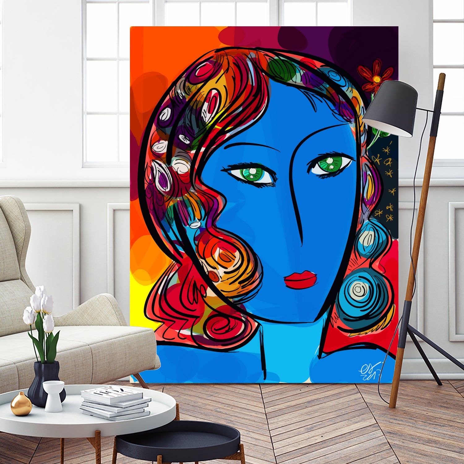 Pop Blue girl by Emmanuel Signorino on GIANT ART - blue digital painting