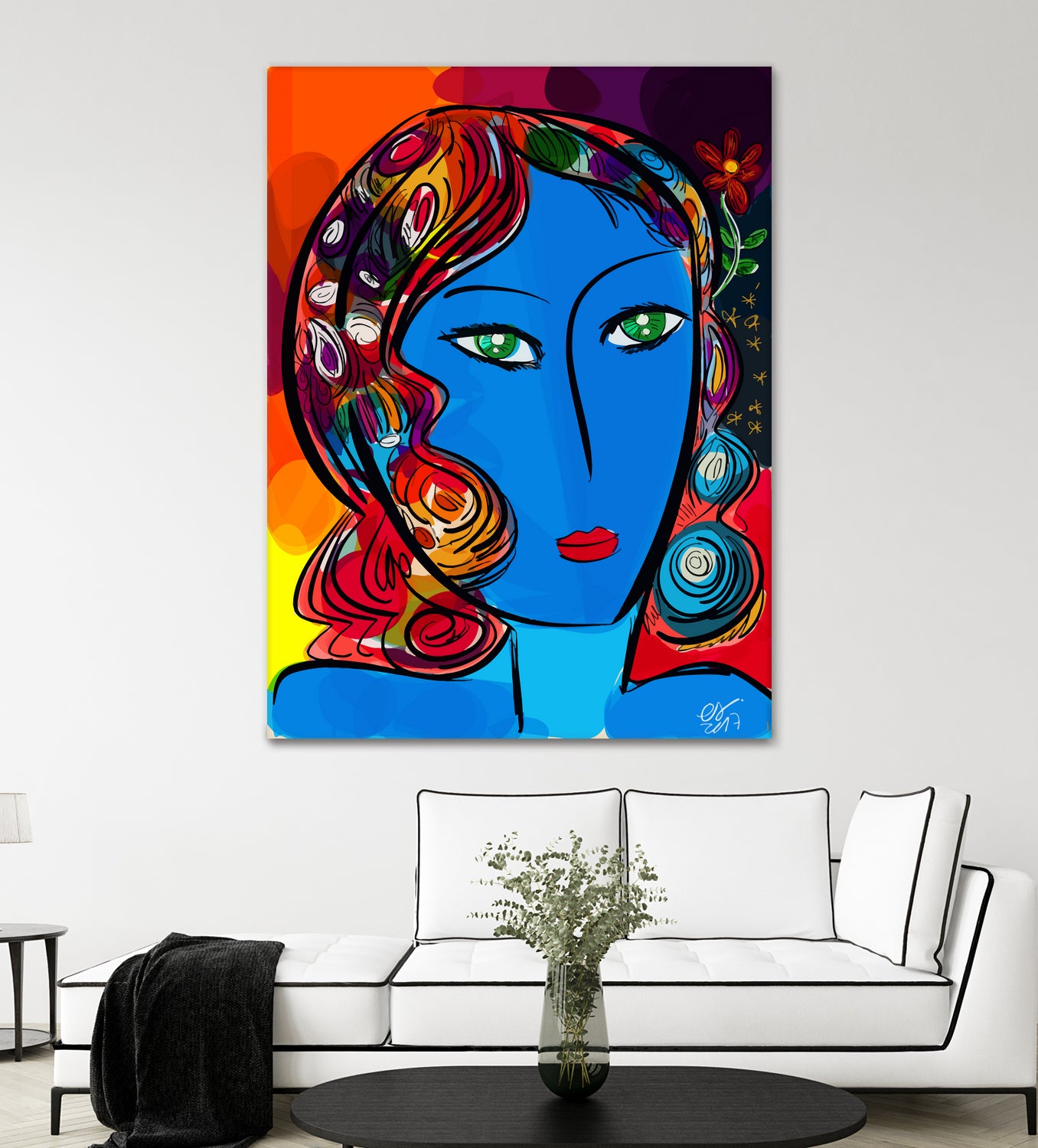 Pop Blue girl by Emmanuel Signorino on GIANT ART - blue digital painting