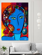 Pop Blue girl by Emmanuel Signorino on GIANT ART - blue digital painting