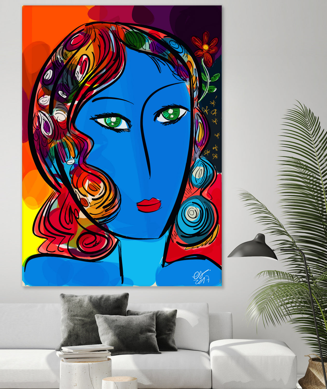 Pop Blue girl by Emmanuel Signorino on GIANT ART - blue digital painting