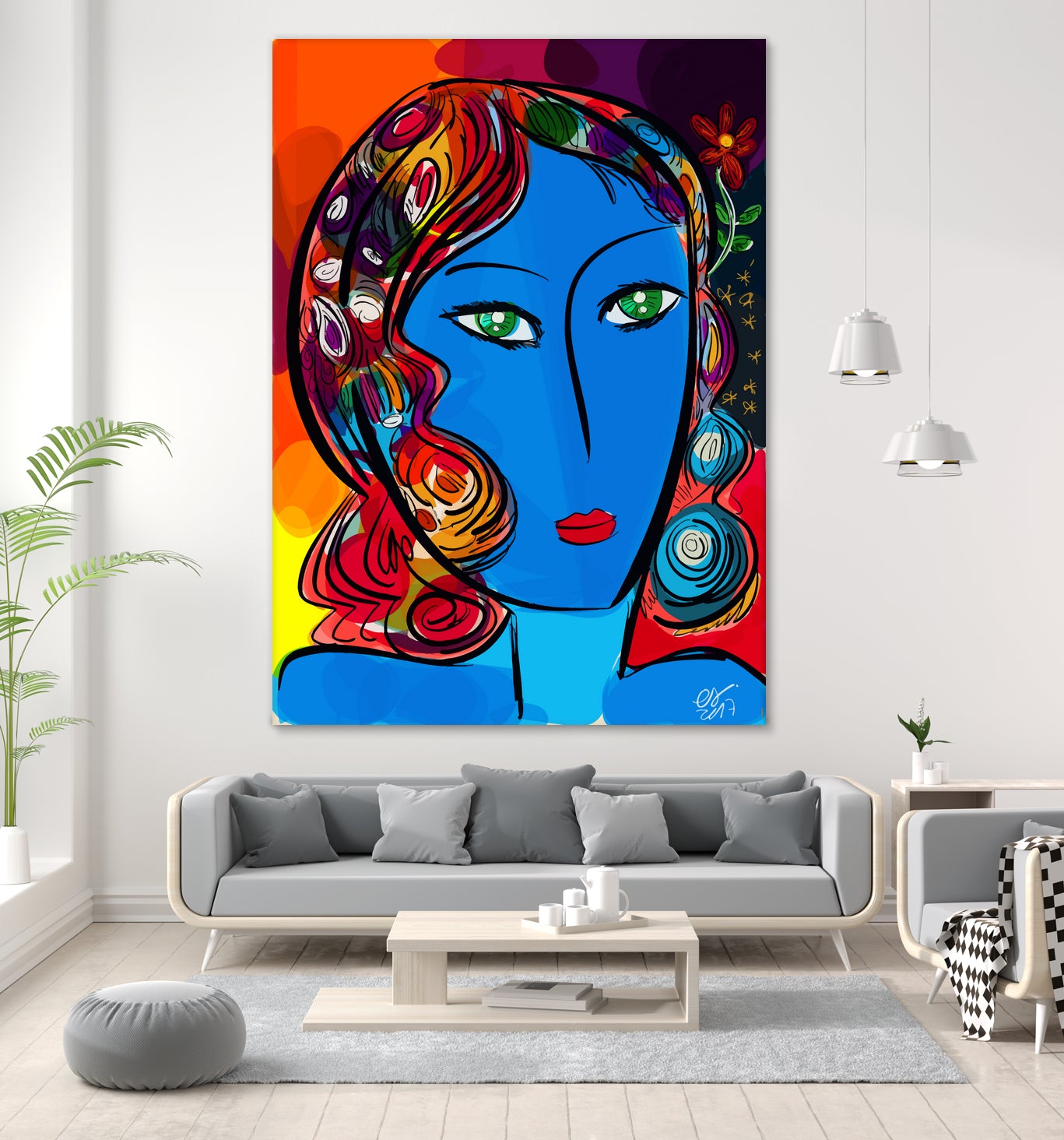 Pop Blue girl by Emmanuel Signorino on GIANT ART - blue digital painting