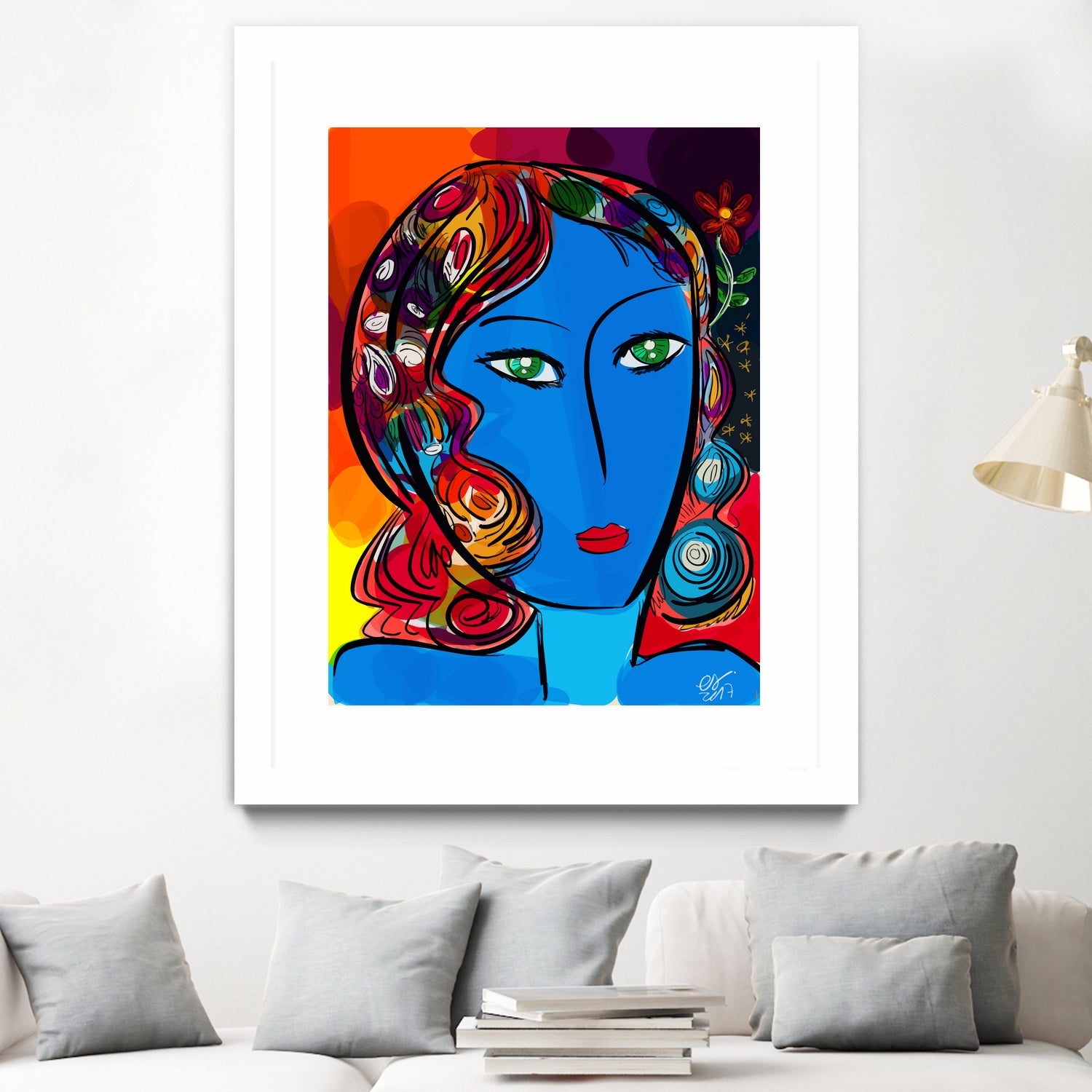 Pop Blue girl by Emmanuel Signorino on GIANT ART - blue digital painting