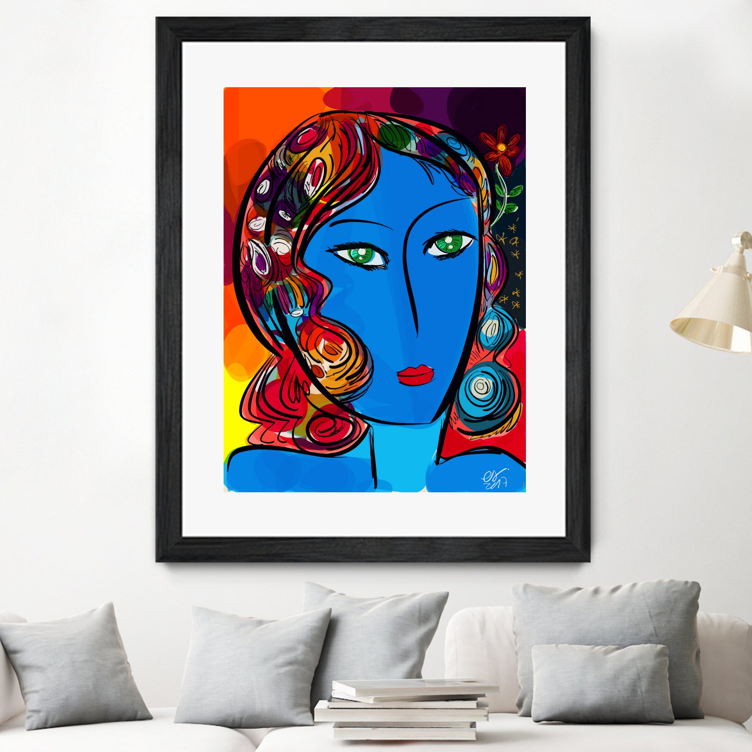 Pop Blue girl by Emmanuel Signorino on GIANT ART - blue digital painting